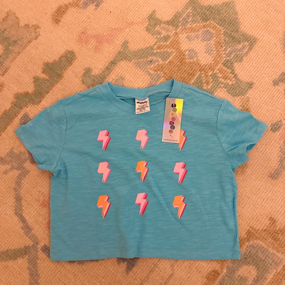 Vibrant Blue Kids Tee with Lightning Bolts
